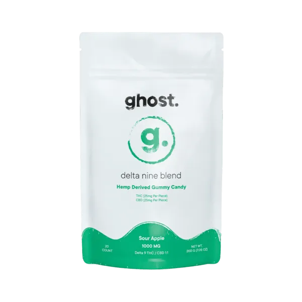 Sour Apple Delta 9 Ghost Gummies 1000mg | Premium Cannabis Edibles | Ghost Edibles